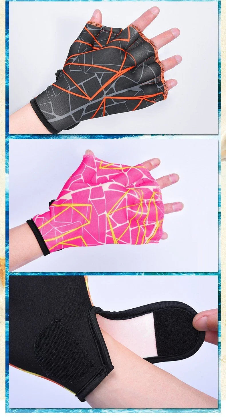 Unisex Nylon Gloves Aquatic Swimming Webbed Gloves Water Training Hand Webbed Hands Webbed Flippers Gloves Dive Hand Equipment