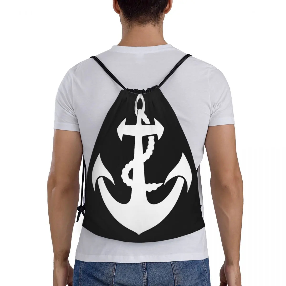 Nautical Anchor Multi-function Portable Drawstring Bags Sports Bag Book Bag