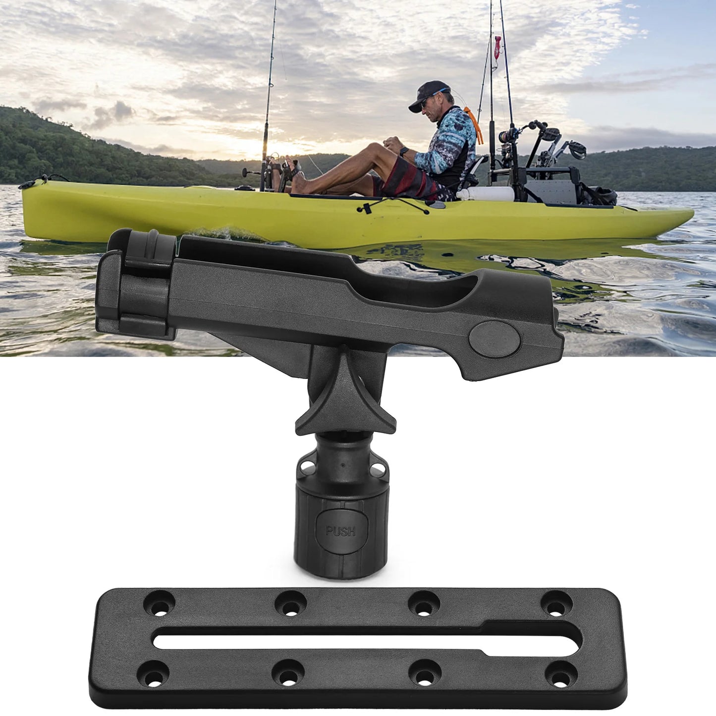 Fishing Rod Holder Adjustable Fishing Pole Holder with Plastic Kayak Rail Kayak Mount Track