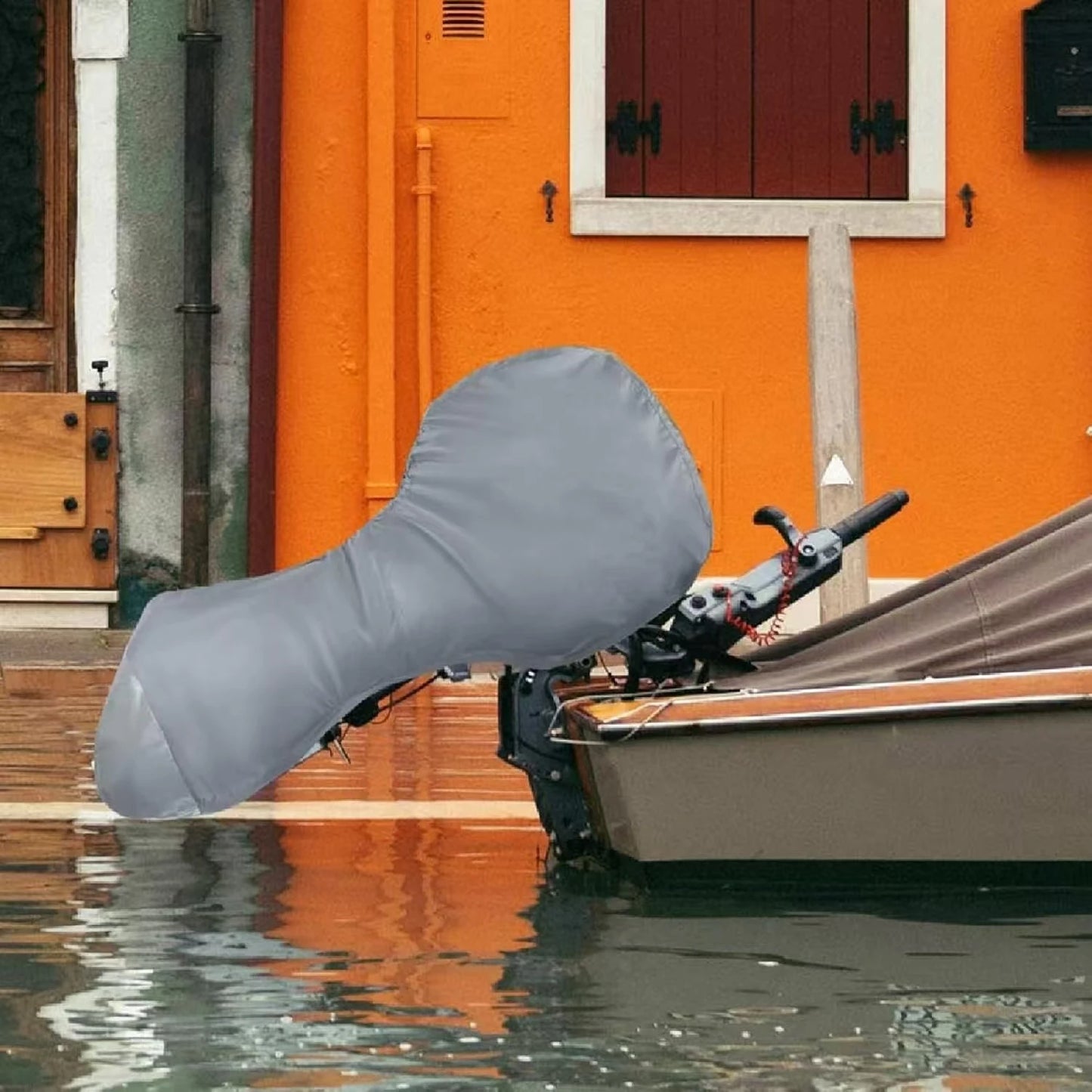 Grey Universal Waterproof 6-225HP Outboard Motor Engine Boat Cover 210D Oxford Fabric Dustproof Cover Marine Engine Protector