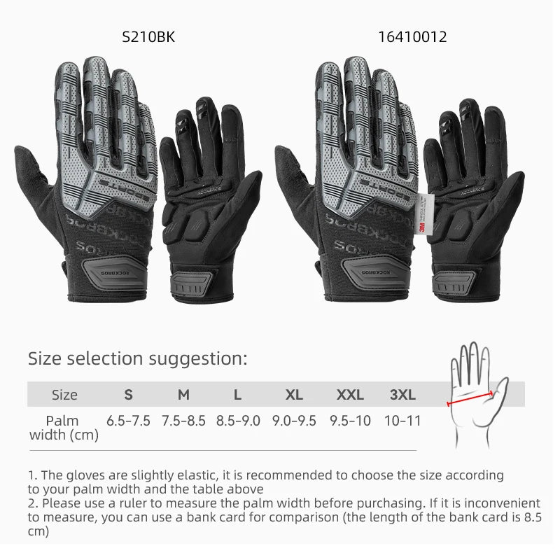 ROCKBROS Cycling Gloves Autumn Winter Windproof SBR Touch Screen Bike Gloves MTB Breathable Full Finger Shockproof Sport Gloves