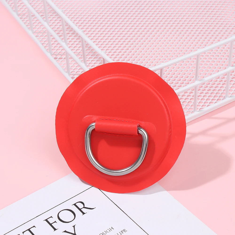 1/4Pcs 8cm Surfboard Dinghy Boat PVC Patch With Stainless Steel D Ring Deck Rigging Sup Round Ring Pad Boat Kayaking Accessorie