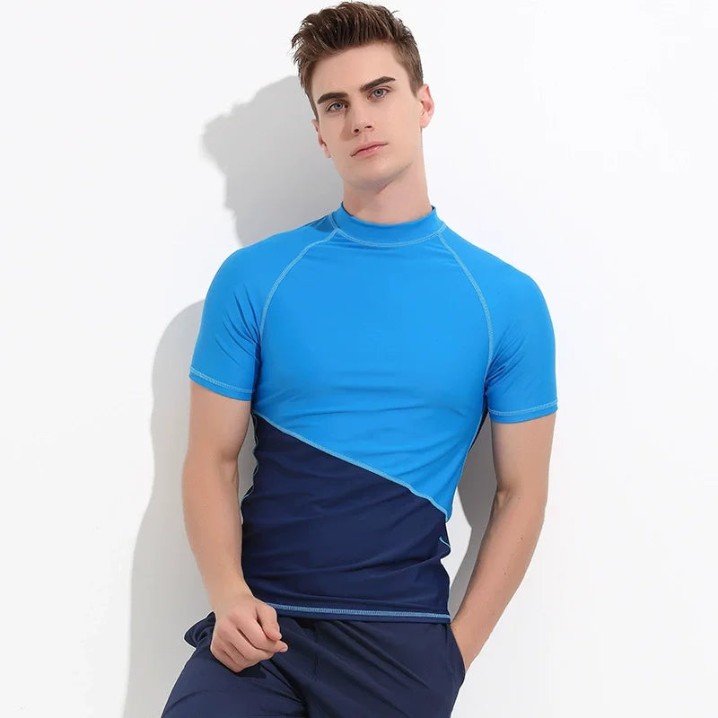 SBART-Surf Rash Guards Top for Men, Lycra Short Sleeve, UPF50 +, Quick Dry Surf-Clothes, Man Swim Kitesurf, Windsurf Dive T-Shir