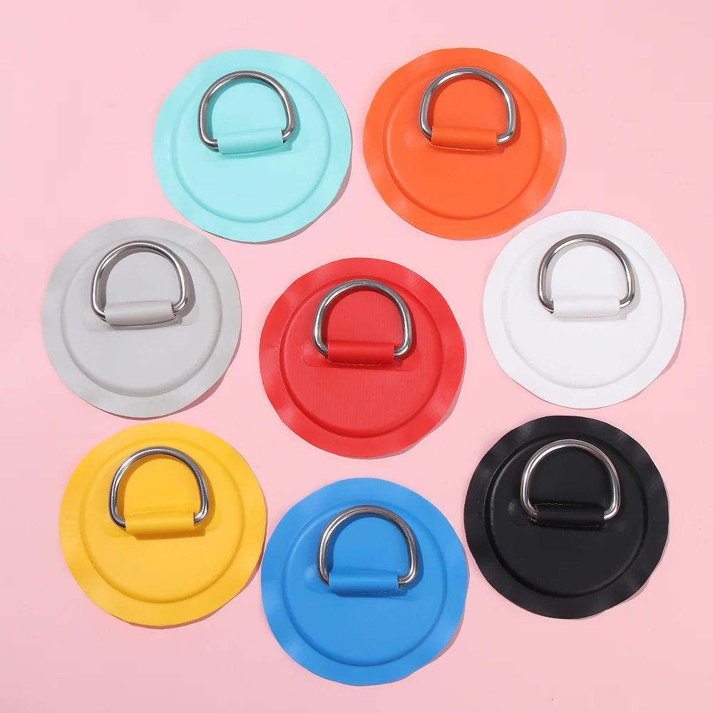 1/4Pcs 8cm Surfboard Dinghy Boat PVC Patch With Stainless Steel D Ring Deck Rigging Sup Round Ring Pad Boat Kayaking Accessorie