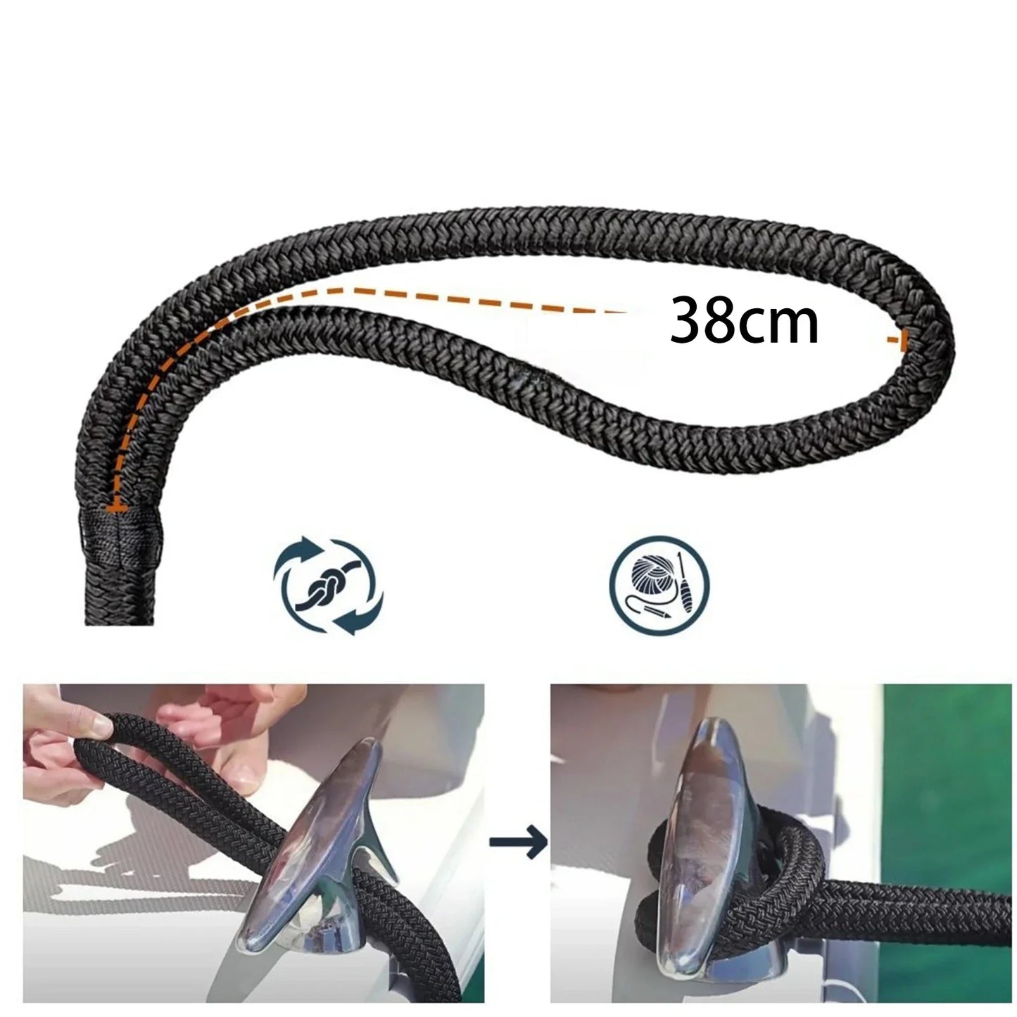Marine Dock Rope Nylon Docking Line Marine Mooring Lines Rope Strong Boat Accessories Ship Anchor Rope Sailboat Traction