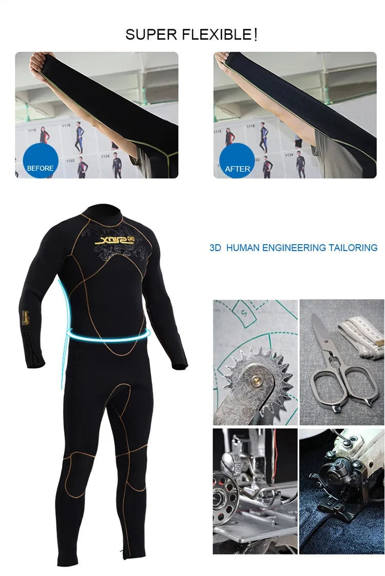 5mm Men's Wetsuit Thicken Long Sleeve Diving Clothing Sub Fishing Neoprene Surf Snorkeling Swimwear Sailing Suit Beach Equipment