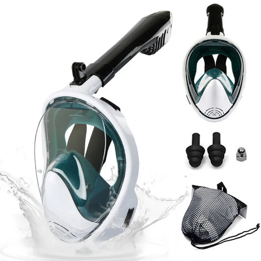 Máscara de mergulho subaquática antiembaçante, máscara de mergulho facial completa, máscaras respiratórias seguras, à prova d'água, equipamento de natação para adultos e crianças