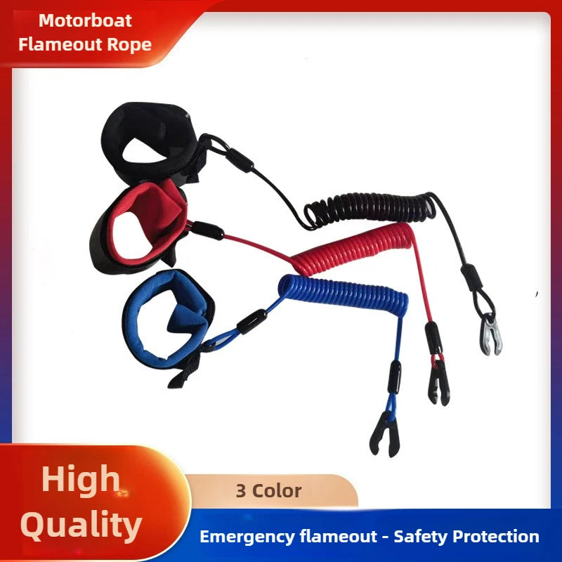 Motor Boat Outboard Floating Safety Rope Flameout Rope Motorboat Engine Emergency Stop Kill Switch Key Wrist Lanyard For Jet Ski