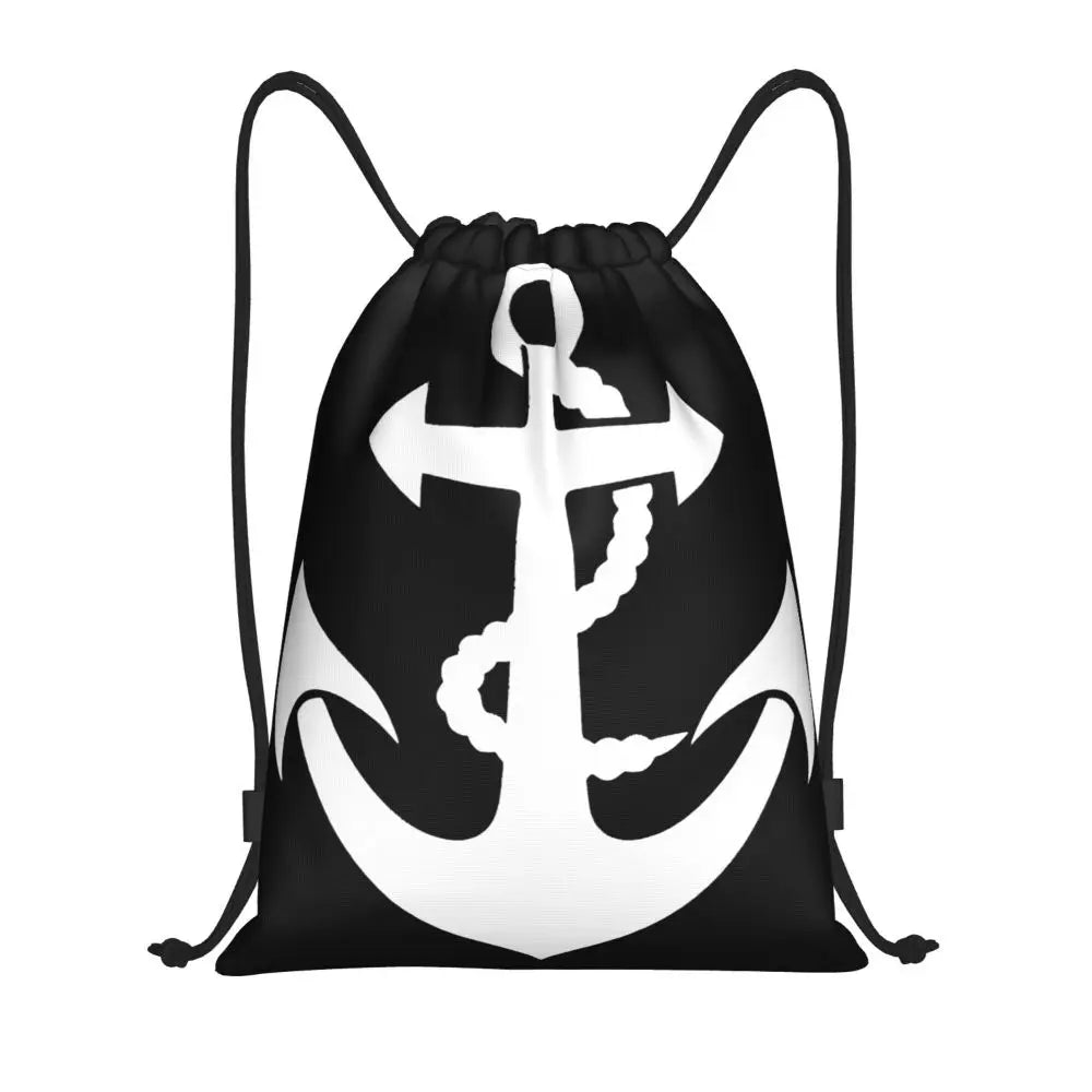 Nautical Anchor Multi-function Portable Drawstring Bags Sports Bag Book Bag