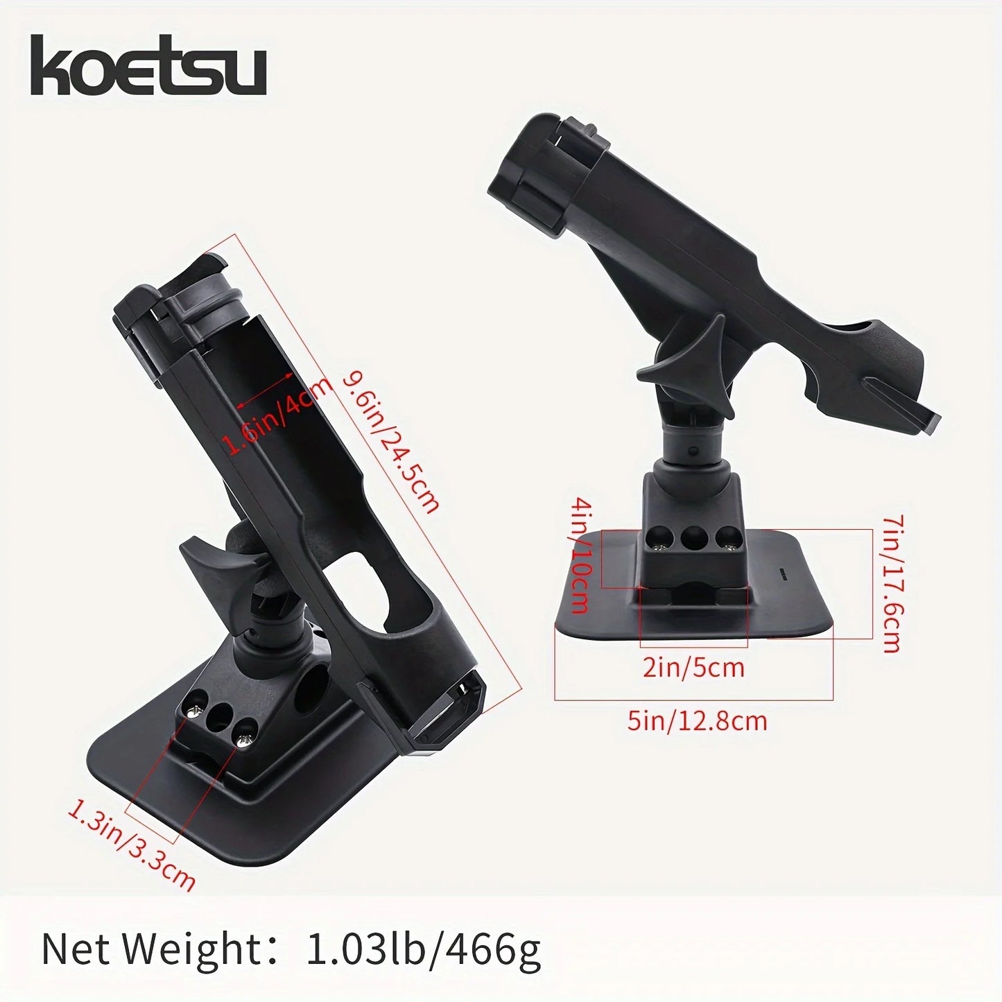 Multi purpose inflatable boat fishing rod socket adhesive/screw fixation