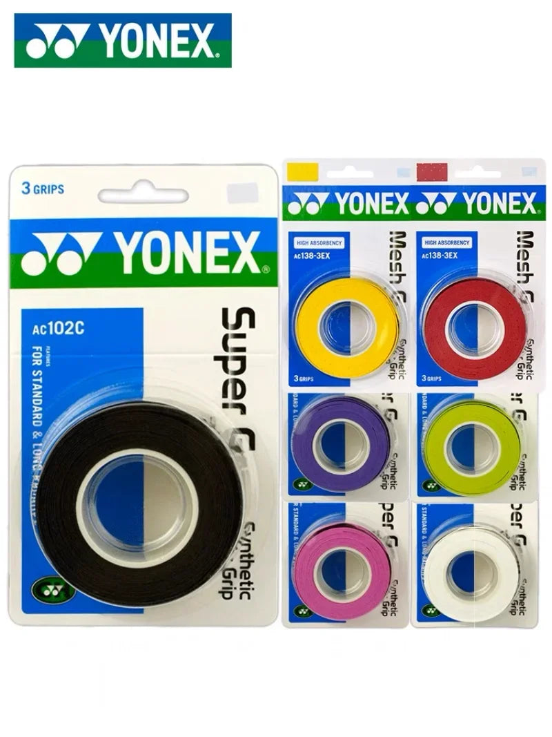 YONEX 3 Grips/Pack Cloth AC102 AC102EX 102C Hand Glue Tennis Badminton Racket Professional Anti-slip Rackets Padel Sticky Grip