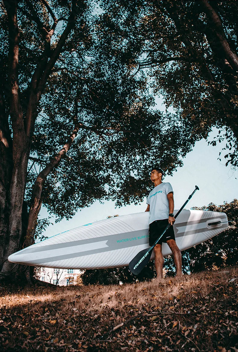 WATER LIVE Sparkling 12’ 0" Inflatable Surfing Board Pointed Design Cruise Travel Paddle Board With Safety Rope 12’ 0"x28"x6"