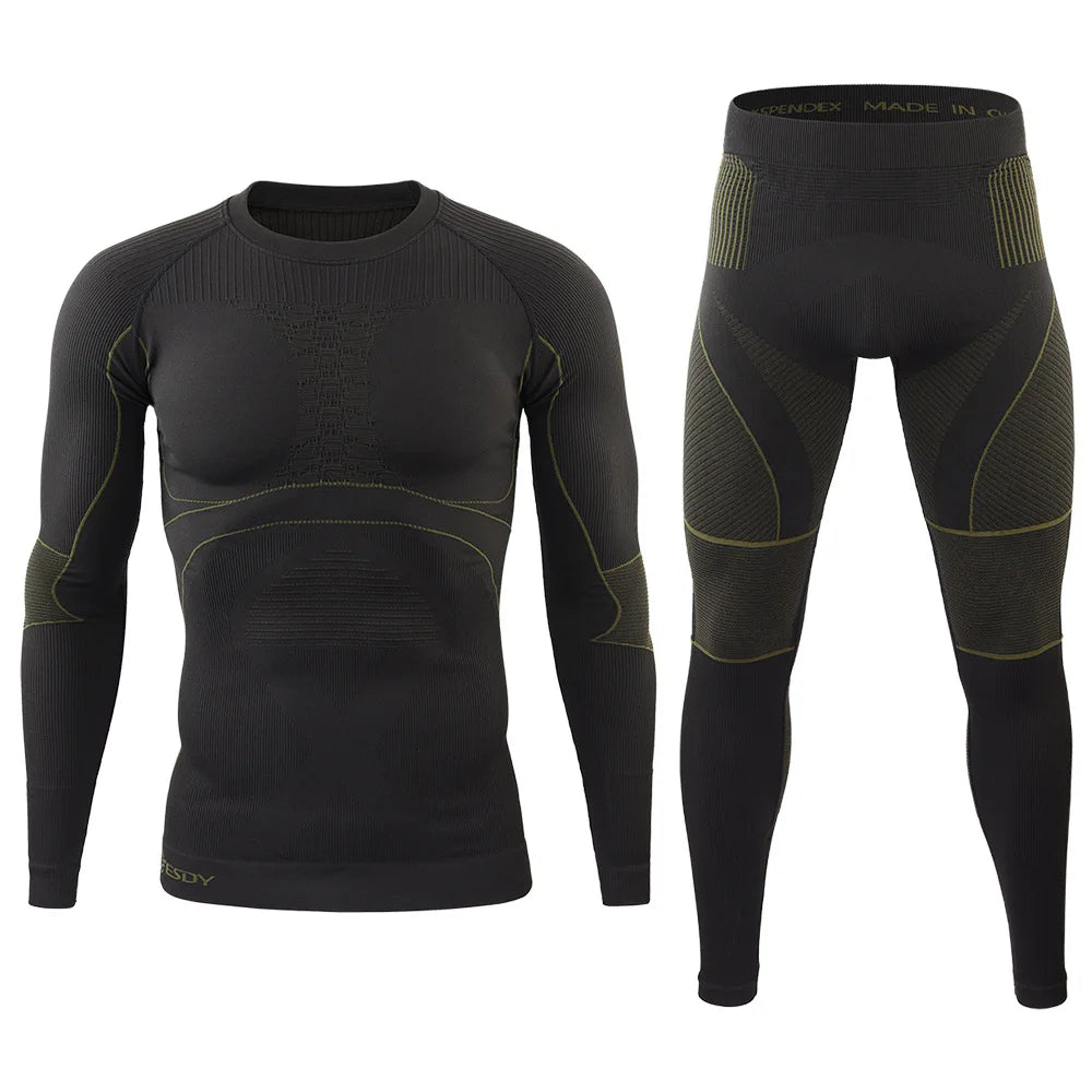ESDY New Seamless Tight Tactical Thermal Underwear Men Winter Outdoor Sports Breathable Training Cycling Thermo Underwear Sets