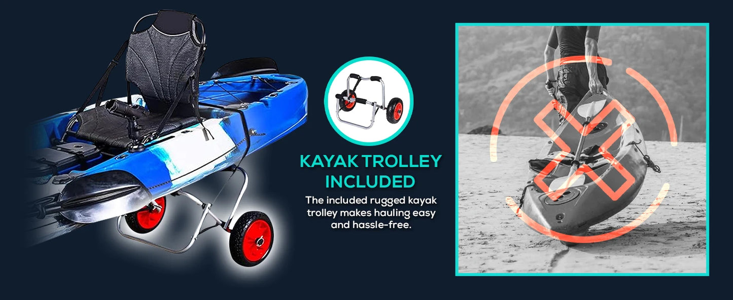 Reel Yaks Tandem Fishing Angler Kayak 12.5ft Sit On Top Boat for 2 3 Persons 550 lbs Capacity Stable W Hull Family Adventure