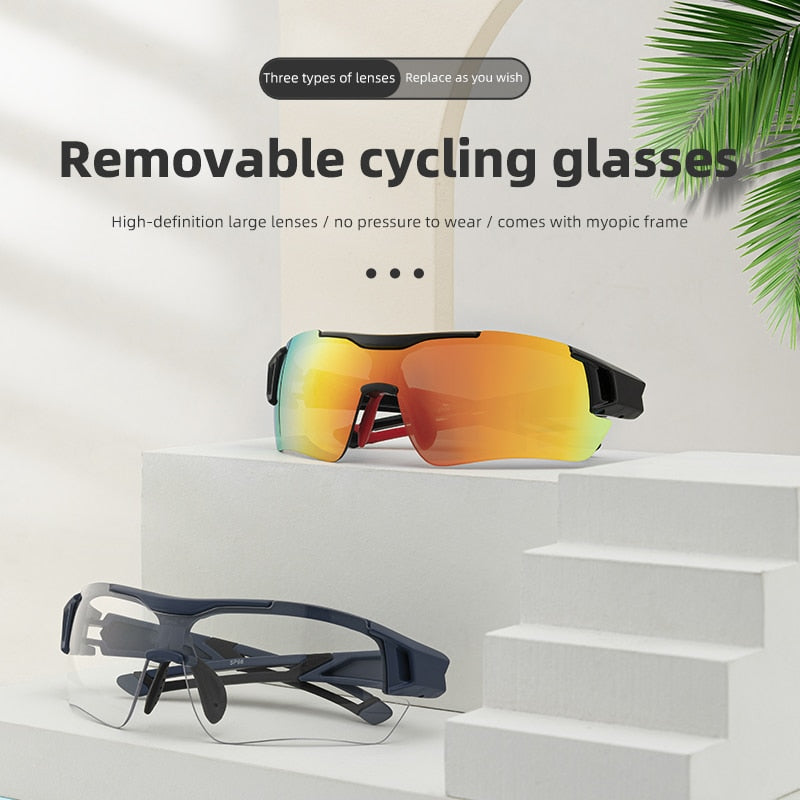Rockbros polarizado óculos de ciclismo dos homens esportes óculos de sol estrada mtb mountain bike bicicleta equitação proteção óculos 5 lente