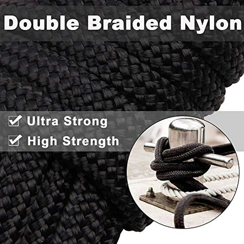 2pcs Nylon Boat Anchor Rope Double Braided Dock Lines Ropes for Boats with 12" Loop Marine Boat Rope Mooring Line 16.5ft 25ft