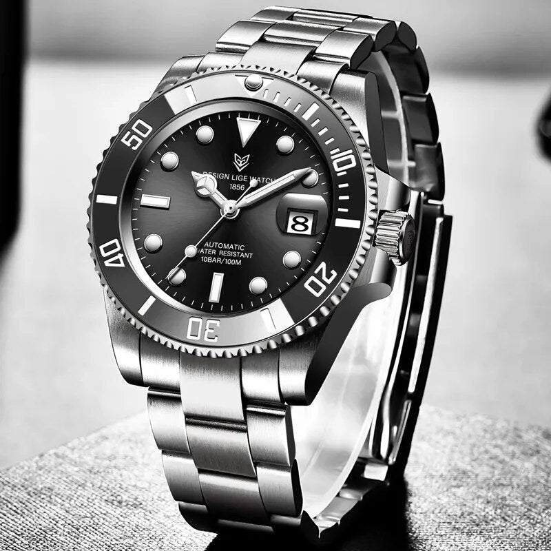 LIGE New Watch Men Automatic Mechanical Tourbillon Clock Fashion Sport Diving Watch for Men Waterproof Luminous Mens Watches
