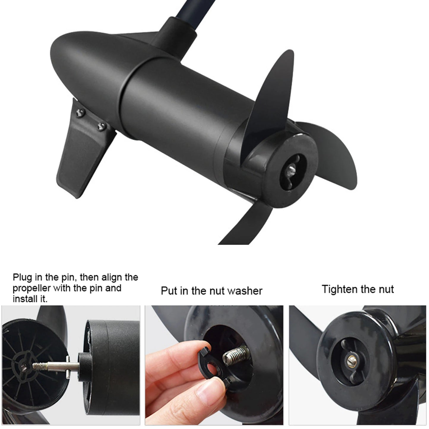 Outboard Propeller Electric Outboard Propeller Kit 3 Blades for 28lb 36lb 46lb 12V 24V Trolling Motors Accessories