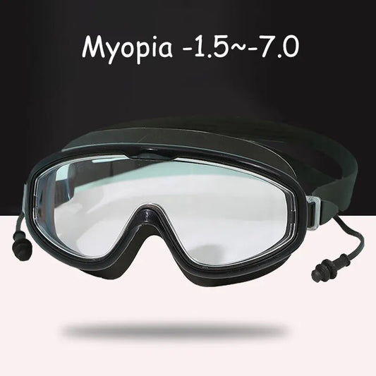 0 To -7.0 Myopia Optical Silicone Large Frame HD Clear Anti Fog Adjustable Swimming Goggles Diving Eyewear for Adult Men Women