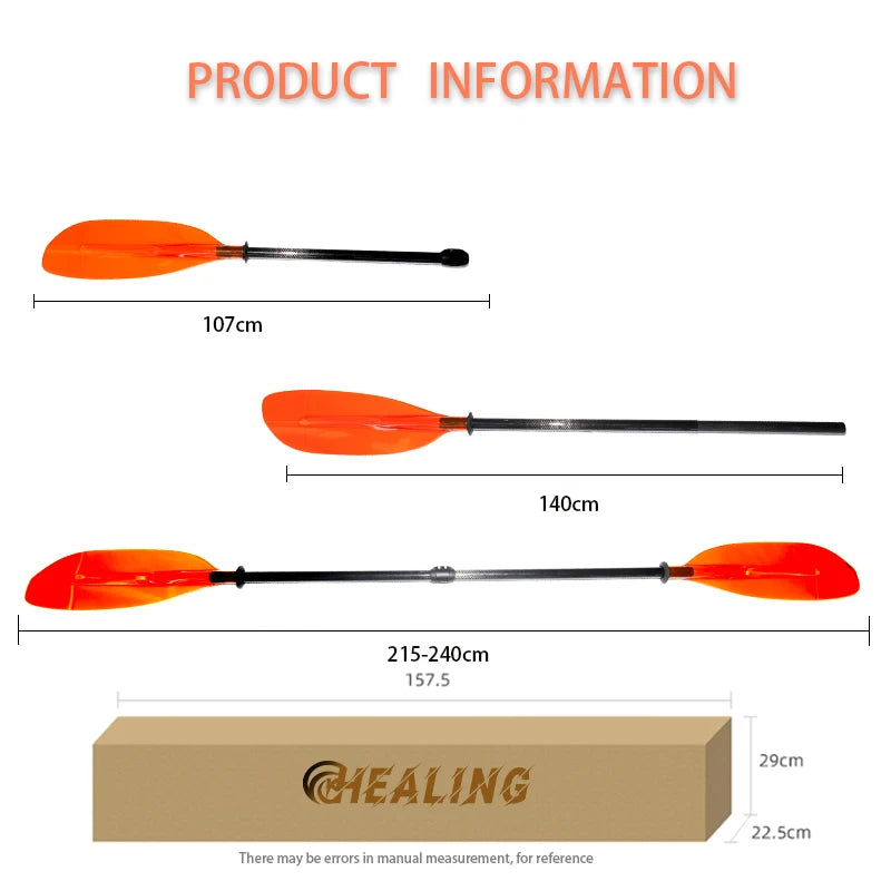 2 Kayak Paddle PC Blades Adjustable 215cm-240cm/84.6in-94.4in Floating Kayaking Oars  2-Piece Construction Adjustable portable