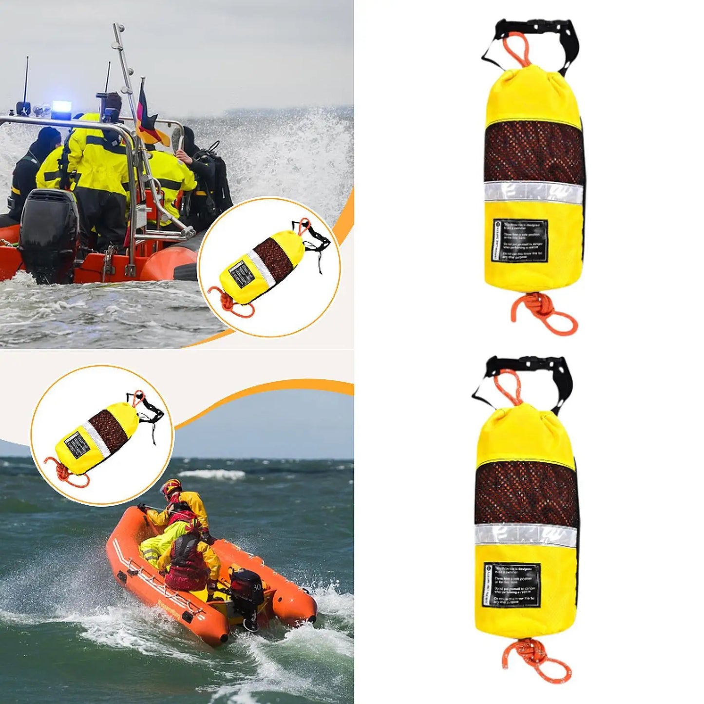 Water Throw Bag Boat Rope Floating Throwing Rope Throwing Line for Rafting Ice Fishing Canoeing Buoyant Dinghy Boating