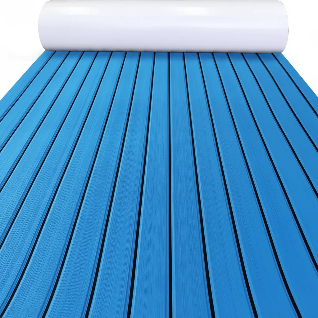 KXKZREN-2400x450mm EVA Foam Faux Teak Decking Sheet Marine Boat Flooring Sea Deck Yacht Mat Self-adhesive Kayak RV Non-slip Pad