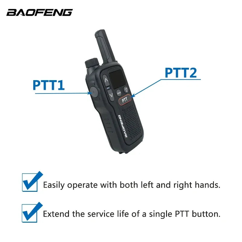 Baofeng BF-T18 Walkie Talkie Mini  Micro USB Charge 2-PTT Bottom UHF 400-470MHz 16 Channels Long Range Kids Gift Two Way Radios
