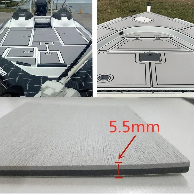 2400x900x5mm EVA Foam Faux Teak Boat Decking Mat Grey Plush Surface Self-adhesive Yacht Flooring Anti-Skid Mat Kayak Accessories