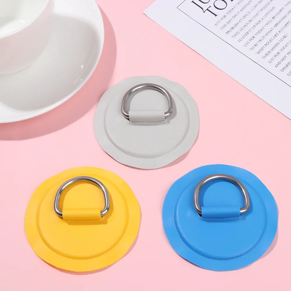 1/4Pcs 8cm Surfboard Dinghy Boat PVC Patch With Stainless Steel D Ring Deck Rigging Sup Round Ring Pad Boat Kayaking Accessorie