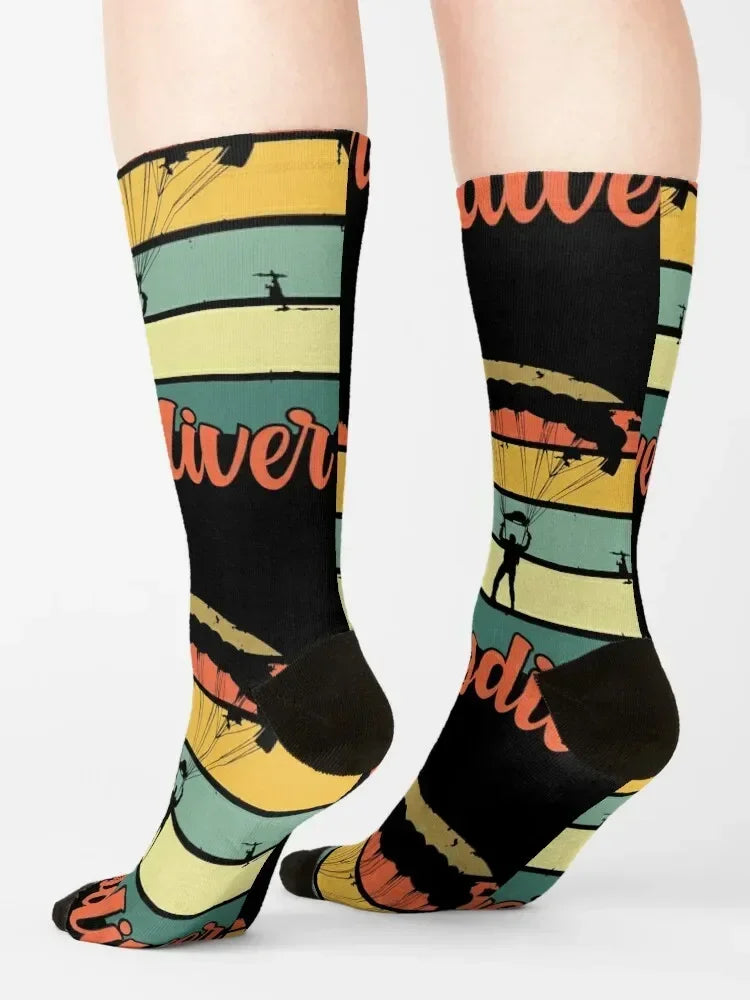Vintage Parachuting Skydiving Wingsurfing Funny Gift Socks Running luxe Mens Socks Women's