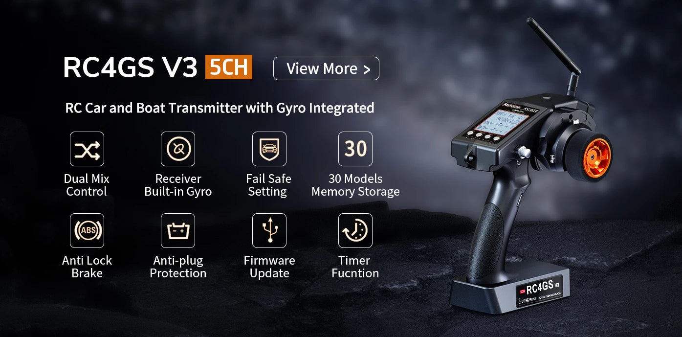 Radiolink RC6GS V3 2.4G 7 Channel Radio Transmitter with R7FG Receiver Gyro Telemetry Included Remote Controller for RC Car Boat