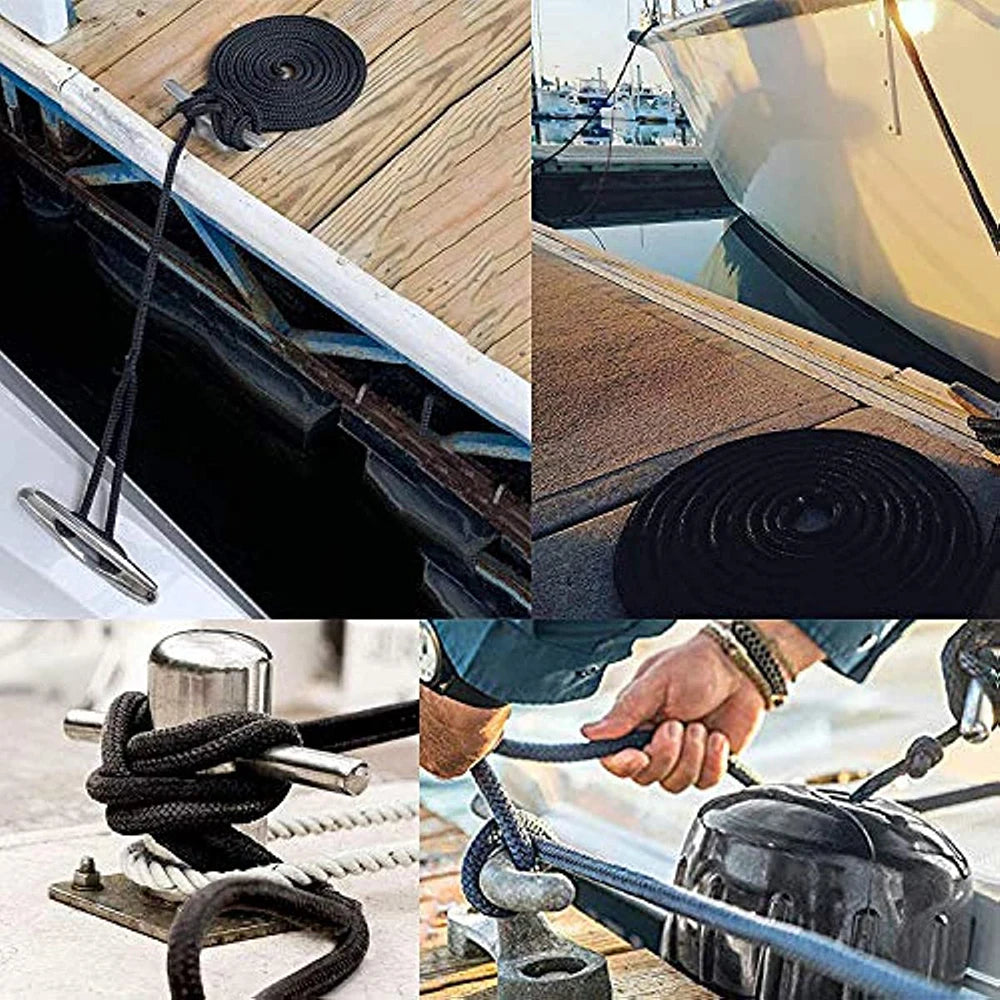 2pcs Nylon Boat Anchor Rope Double Braided Dock Lines Ropes for Boats with 12" Loop Marine Boat Rope Mooring Line 16.5ft 25ft