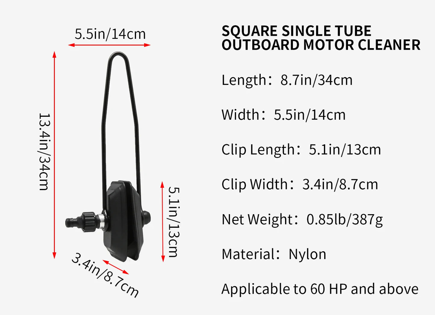 1PCS KOETSU Marine Universal Rectangular Outboard Motor Water Flusher Boat Ear Muff Engine Flusher for Marine Boat