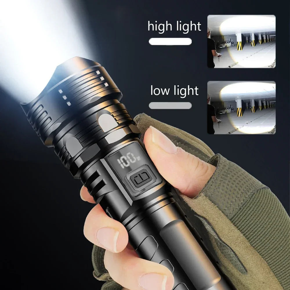 Powerful Led Flashlight Super Bright Tactical Torch Light Emergency Spotlights Telescopic Zoom Lantern Built-in Batte 18650ry