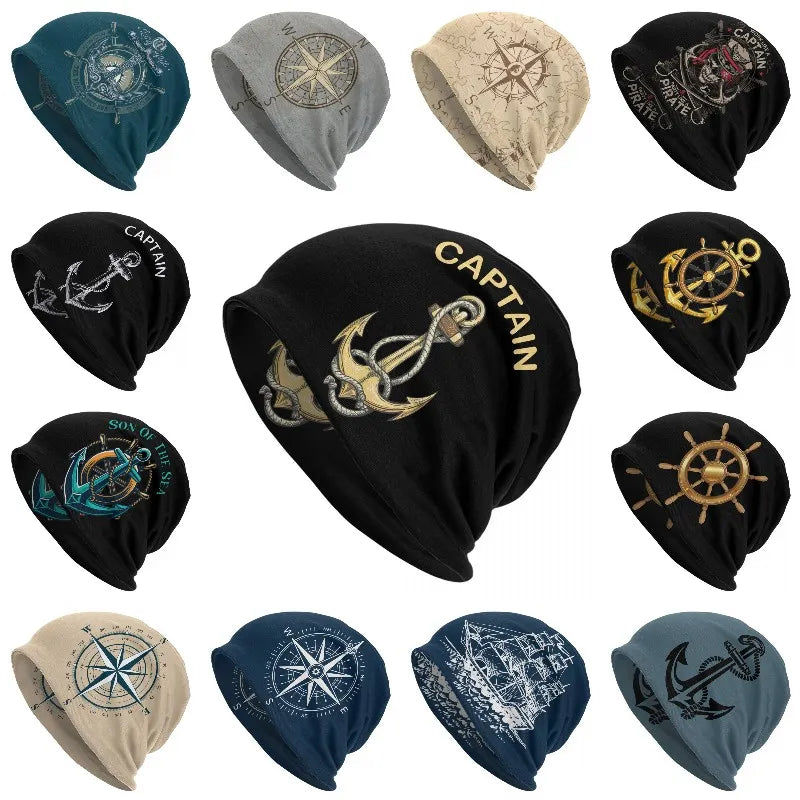 Nautical Captain Anchor Skullies Beanies Caps Men Women Unisex Cool Winter Warm Knitted Hat Adult Sailor Adventure Bonnet Hats