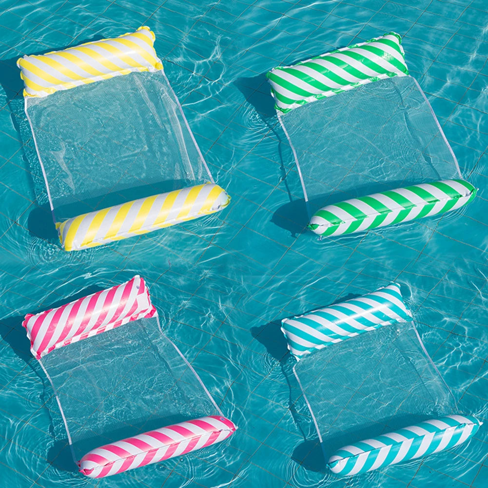 Foldable Floating Water Hammock Float Lounger Inflatable Pool Mat Floating Recliner Bed Swimming Air Mattress Pool Accessories