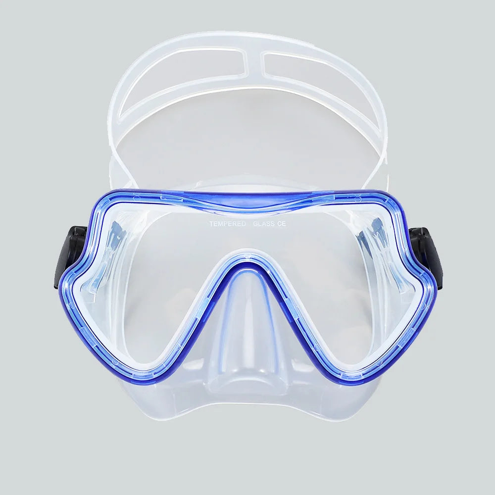 Diving Mask Swimming Goggles Scuba Snorkel Silicone Skirt Tempered Glass Panoramic HD For Adult Youth Anti-Fog with Nose Cover