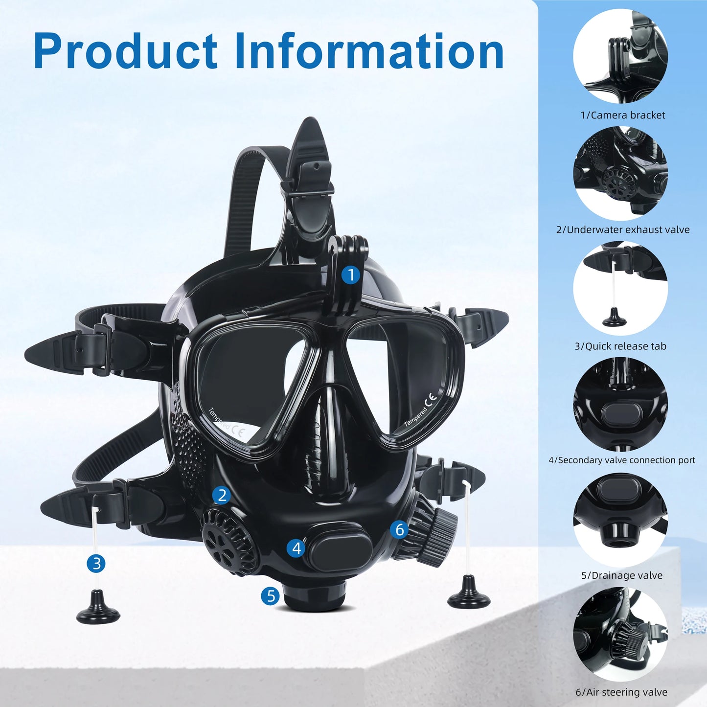 THAISTONE-Scuba Diving Air Tank, Underwater Breath Air Tank, Oxygen Tank, Snorkeling Equipment, 2.3L, 30-35 Minutes