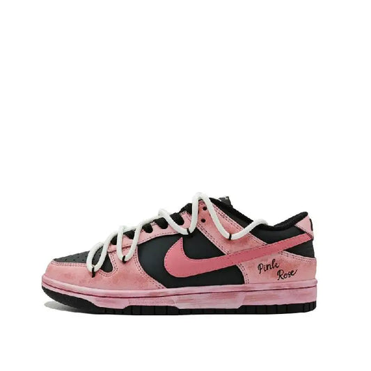 【Customize】Nike Dunk Skateboarding Shoes Unisex Low-top Black/Pink Sneakers shoes DD1391-100