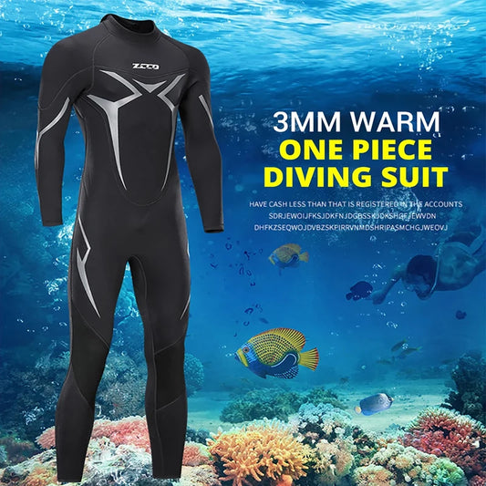 Neoprene Wetsuit 3mm Mens Long Sleevele One Piece Wetsuit Ultra Elastic Diving Suit Water Swimming Surfing Triathlon