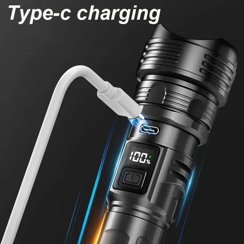 Powerful Led Flashlight Super Bright Tactical Torch Light Emergency Spotlights Telescopic Zoom Lantern Built-in Batte 18650ry