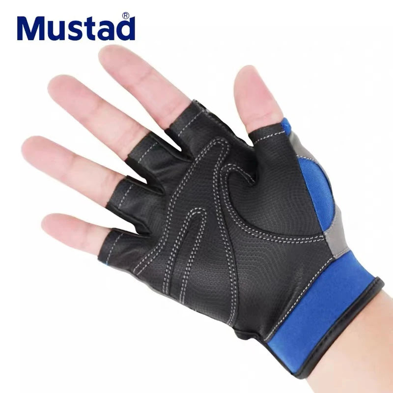 Mustad Fishing Gloves Men Lightweight Half-finger Sun Protection Double Sided Breathable Anti-slip Outdoor Pesca Fishing Gloves