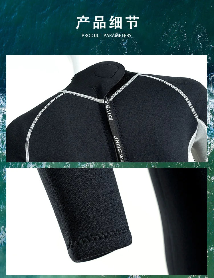 3MM Neoprene Wetsuits Men Diving Surfing Swimming Full Suits Cold Water Keep Warm Zipper Water Sports Full Diver Suit