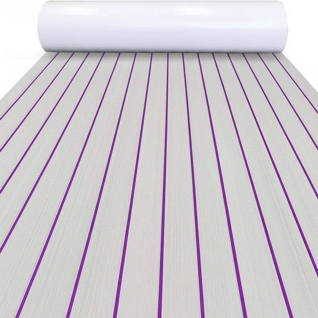 KXKZREN-2400x450mm EVA Foam Faux Teak Decking Sheet Marine Boat Flooring Sea Deck Yacht Mat Self-adhesive Kayak RV Non-slip Pad