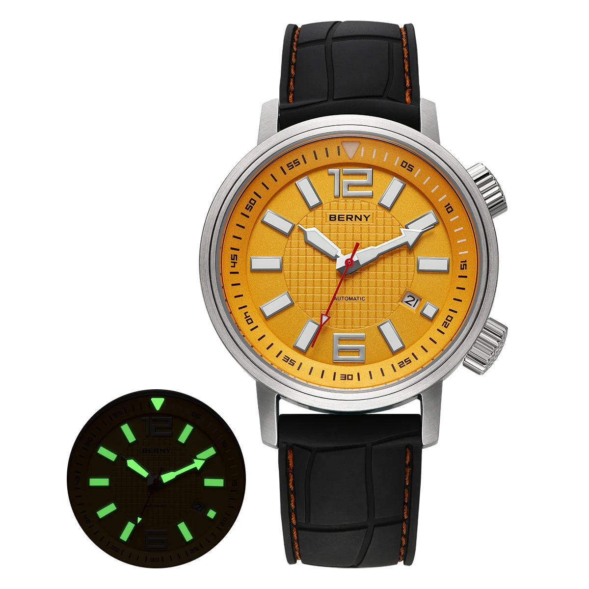 BERNY Automatic Diver Watch for Men Super Luminous Sapphire Miyota 8215 Compressor 20ATM Swimming Scuba Diving Sports Man Watch