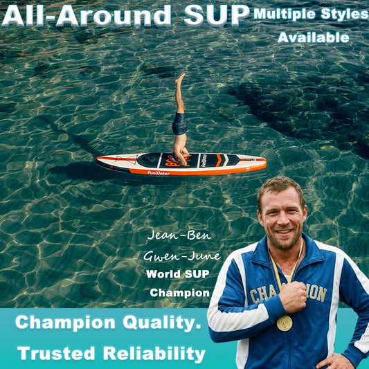 FunWater 11' Inflatable Stand Up Paddle Board SUP Surfboard Set 335cm Ultra-Light Non-Slip Deck with Pump Paddle Backpack Leash