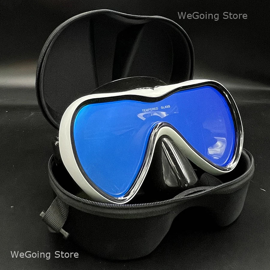 Dropshiping Adult Tempered Glass Tinct Scuba Diving Goggles Soft Silicone Swimming Mask Pack In Black Zipper Case