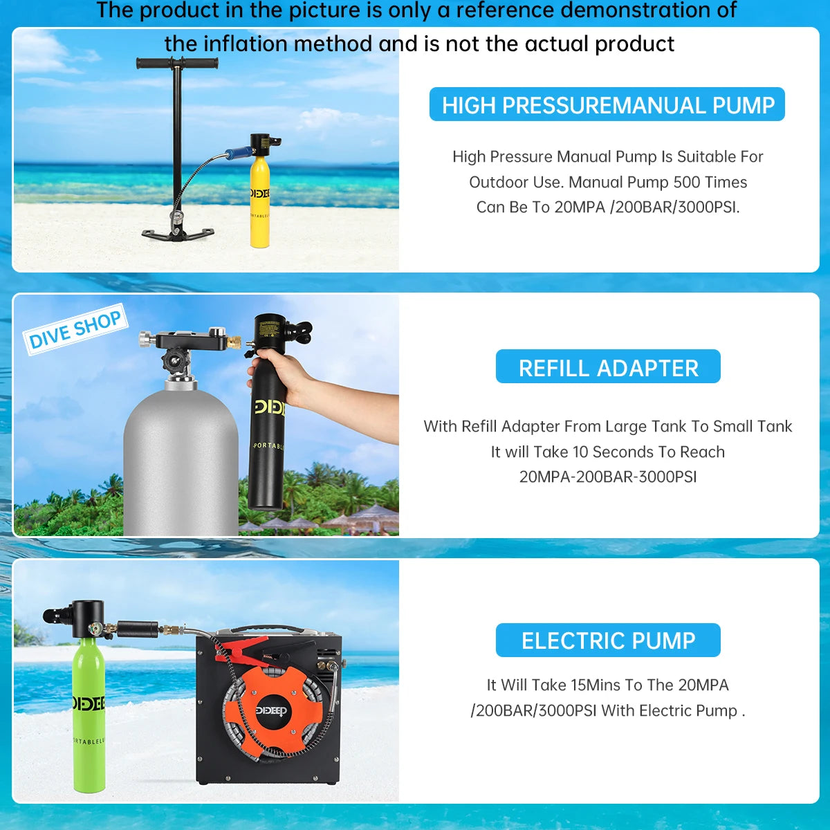 DIDEEP 0.5Liter Mini Scuba Diving Tank Set,Up to 5-10 Mins Underwater Diving Cylinder,Portable Lungs Gear with HD Full Face Mask