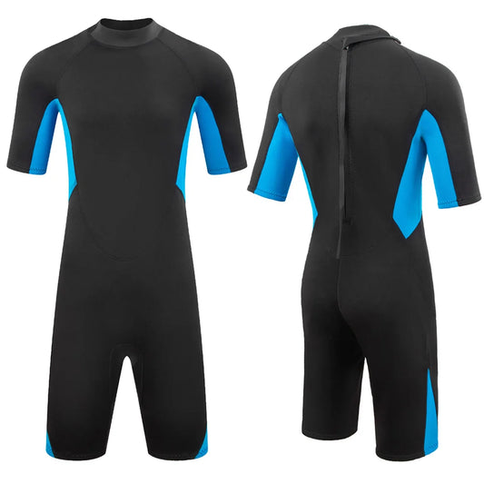 Men's Wetsuit 3mm Neoprene Short Sleeve One Piece Spring Diving Suit Back Front Zip Surfing Diving Swimming Snorkeling Kayaking