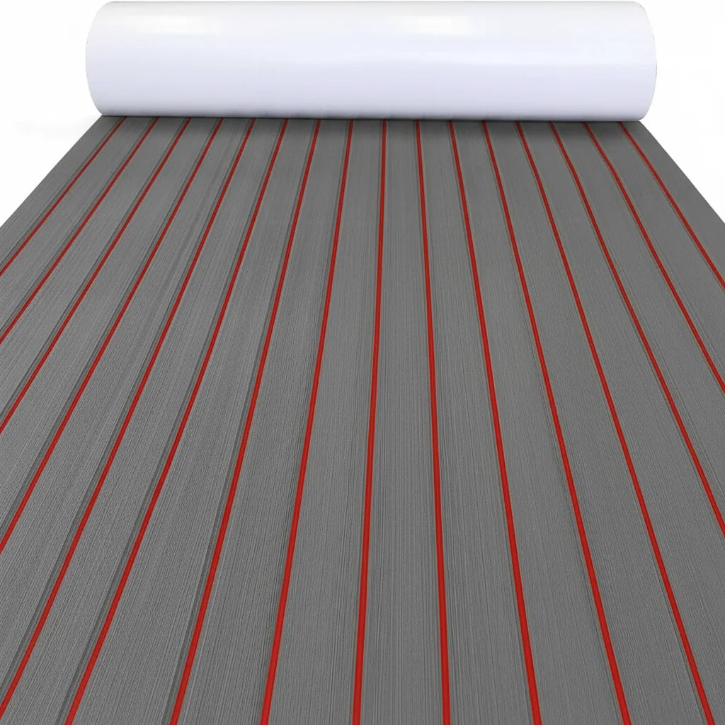 KXKZREN-2400x450mm EVA Foam Faux Teak Decking Sheet Marine Boat Flooring Sea Deck Yacht Mat Self-adhesive Kayak RV Non-slip Pad